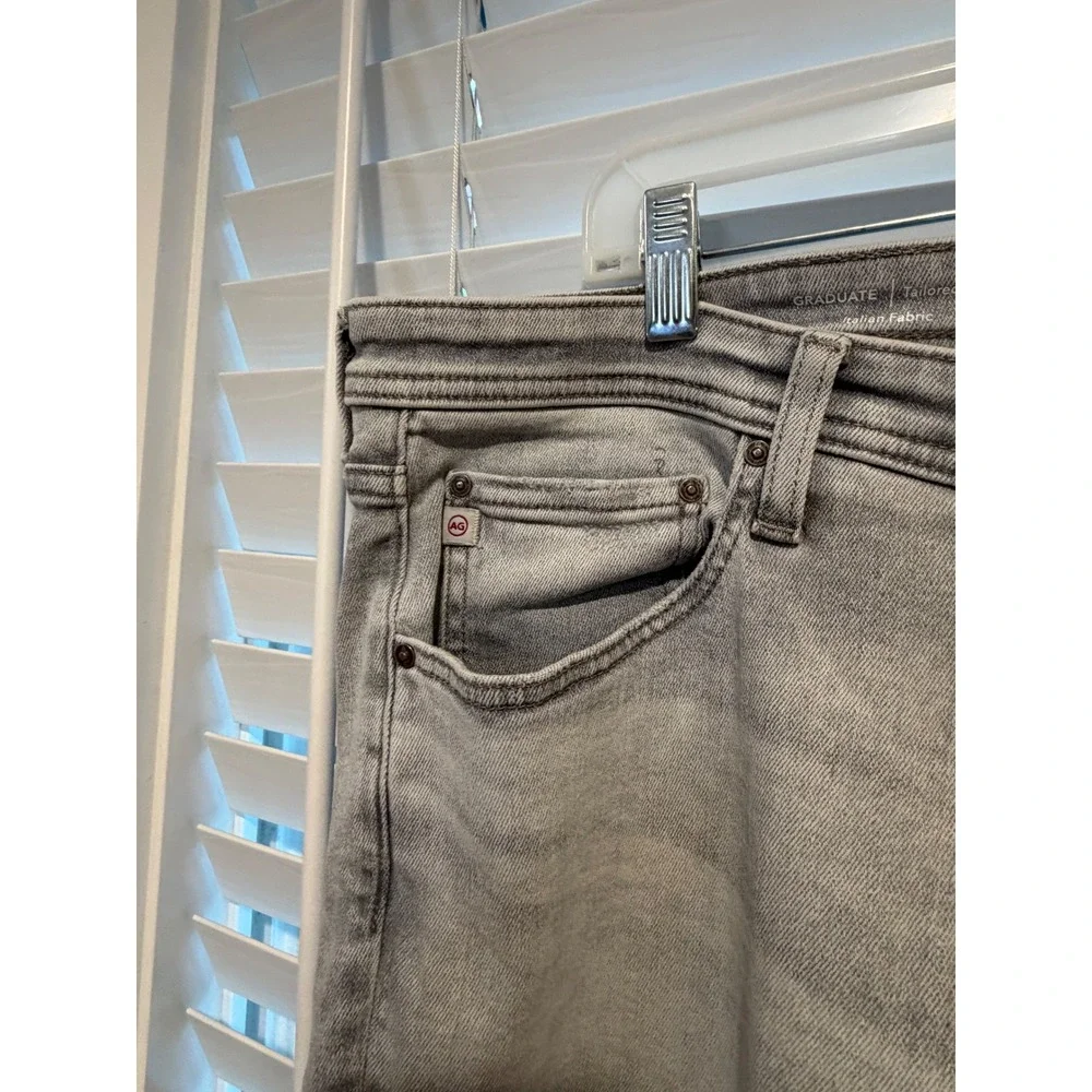AG Adriano Goldschmied Graduate Tailored Grey Jeans Mens 36x32 Italian Fabric